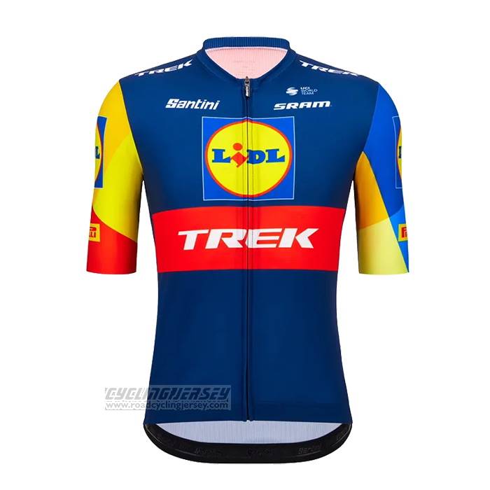 2023 Cycling Jersey Lidl Trek Blue Red Short Sleeve and Bib Short
